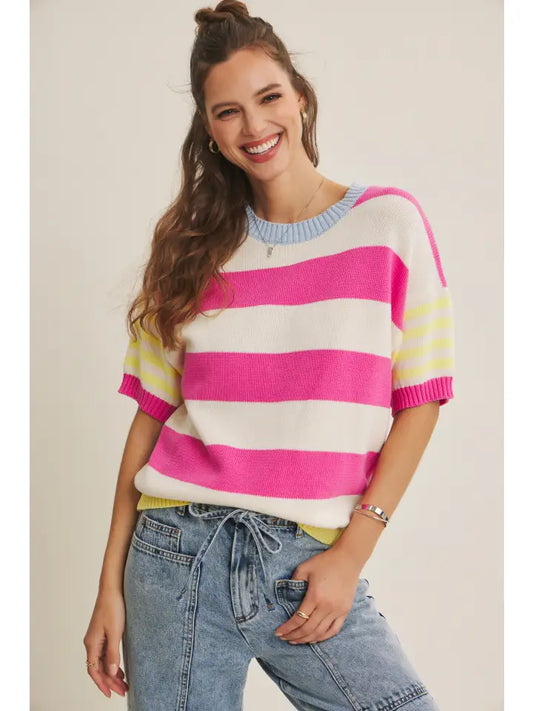 Maya Sweater Top in Fuchsia