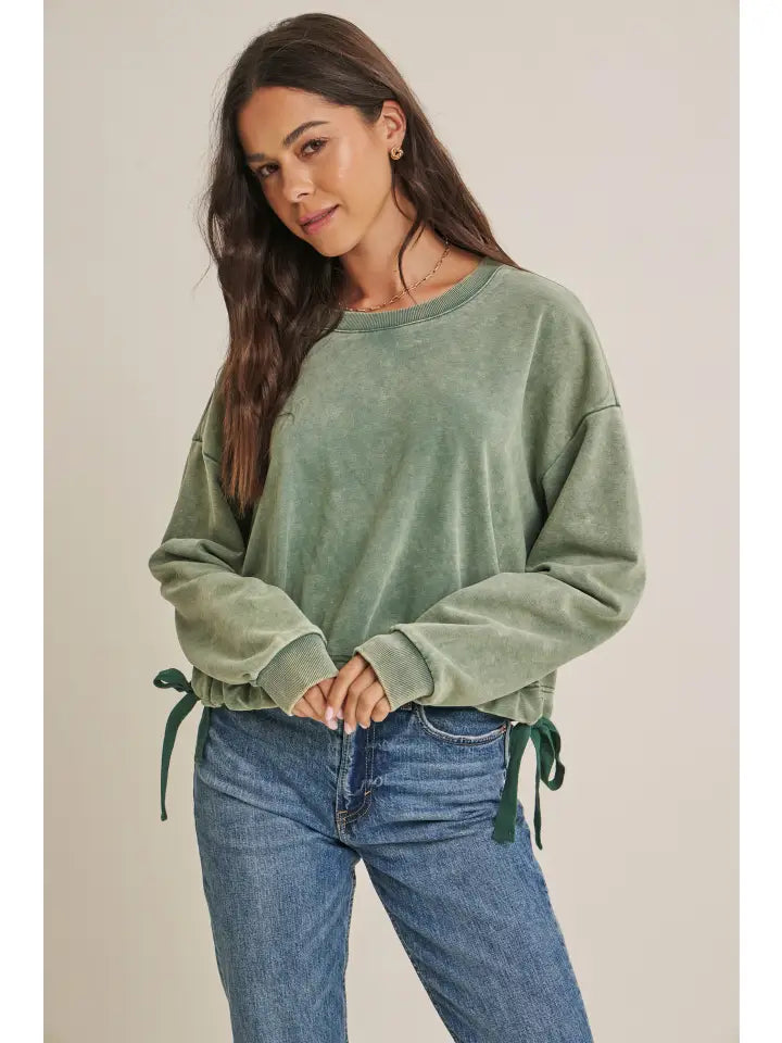 Aniston Acid Wash Sweatshirt in Green