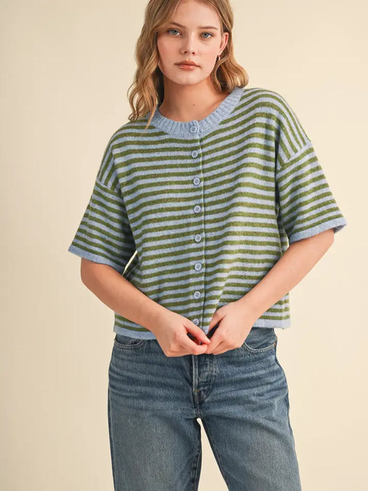 Willow Striped Short Sleeve Cardigan