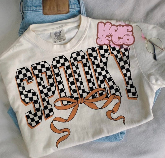 Checkered Spooky Bow Tee