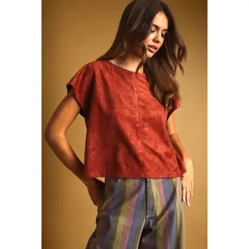 Gia Suede Crop Top in Rust