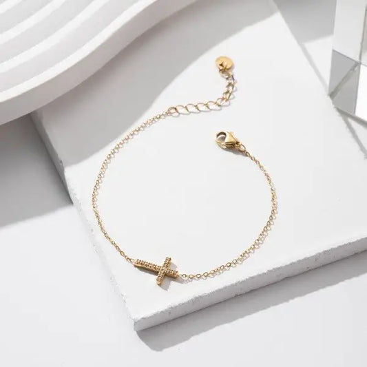 Cross Bracelet in Gold