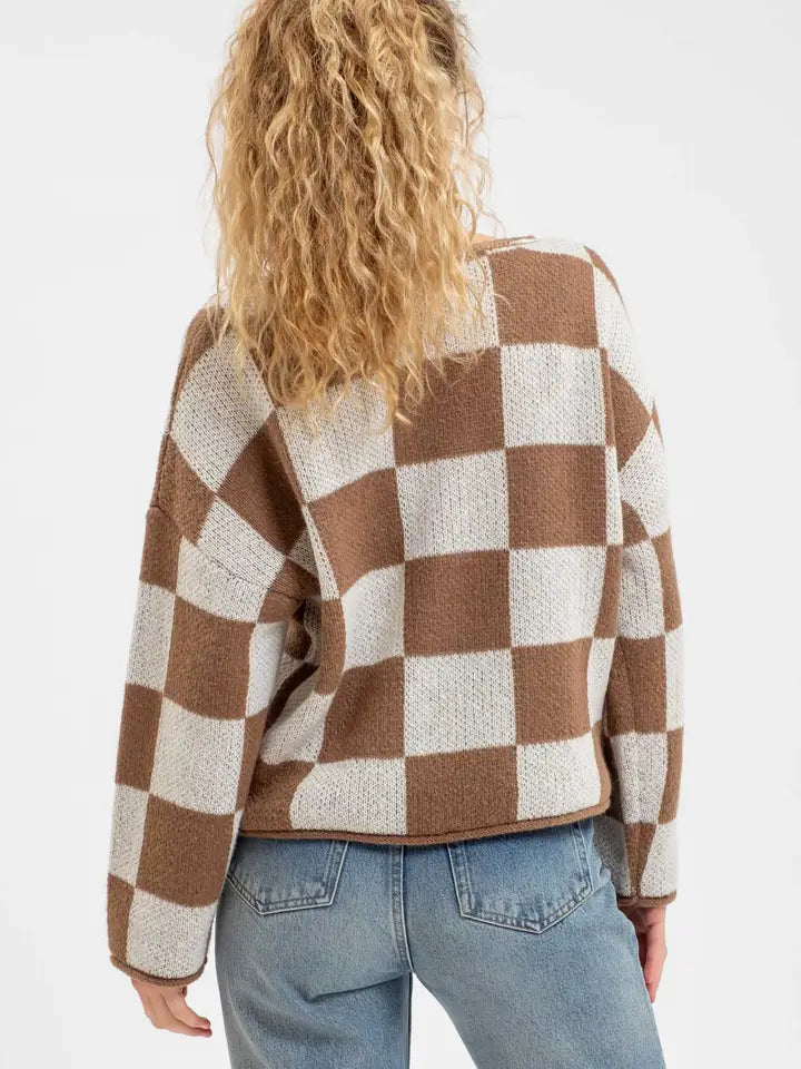 Mari Mocha Check Sweater