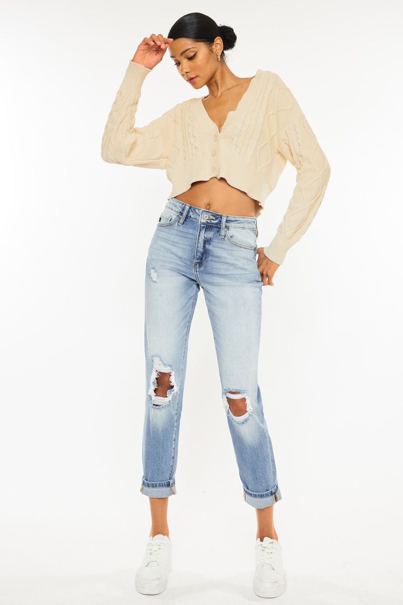 Kimma Light Wash Distressed Denim