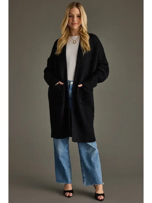 Chunky Knit Cardigan in Black