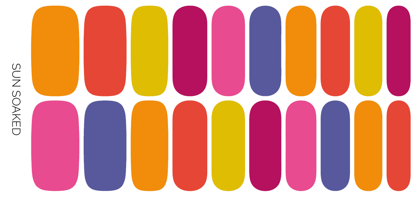 Ivy & Ash - Sun Soaked | Bold & Bright Summer Solid Color Nail Wrap Set