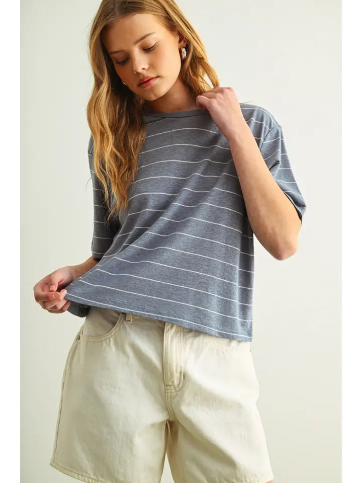 Finley Striped Tee in Blue