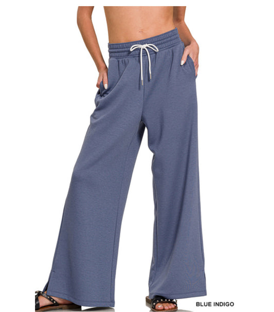 Scuba drawstring pants in Blue Indigo