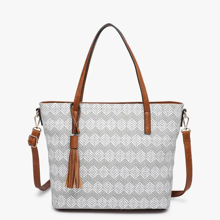 August 2 tone Diamond Tote in Grey