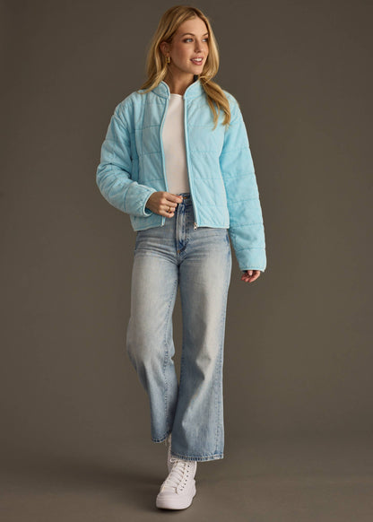 Naomie Light Blue Washed Quilted Jacket