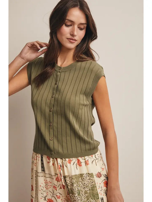 Kaelee Button Down in Eucalyptus