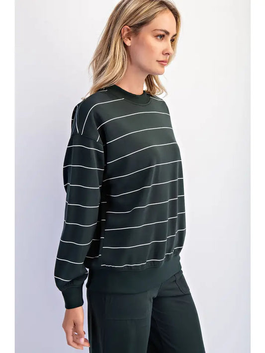 Regency Striped Crew Neck- Green