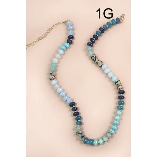 Glass Bead Necklace in Blue