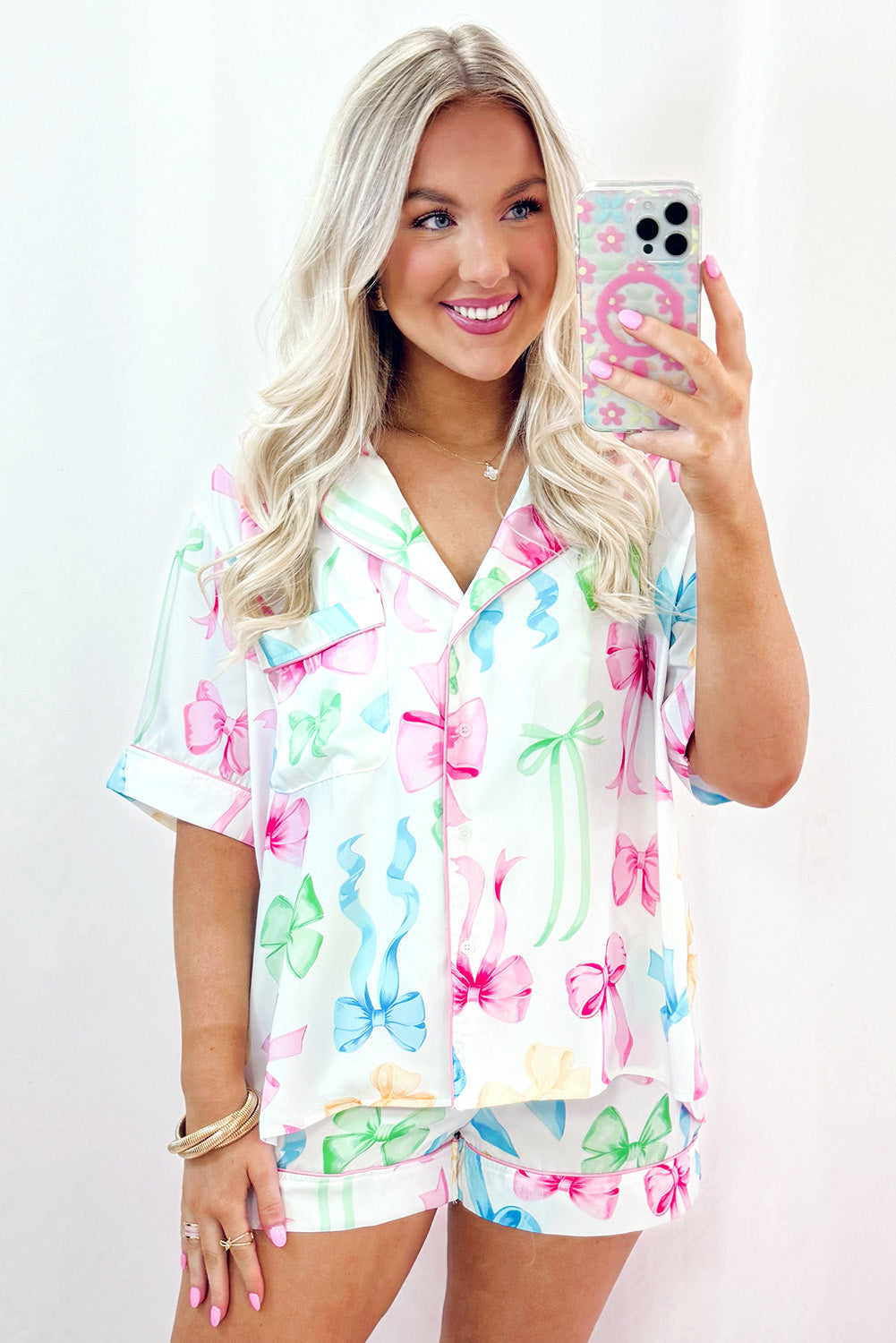 Bow Short Sleeve Pj Set