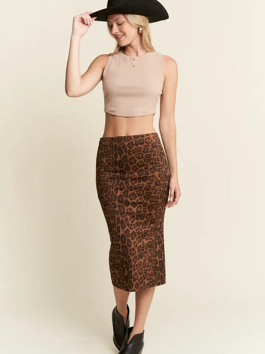 Mara Leopard Print Midi Skirt