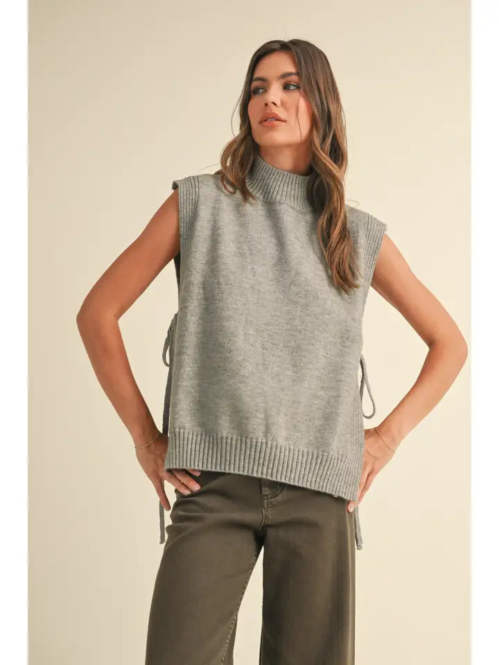 Ferna Tie Side Sweater in Heather