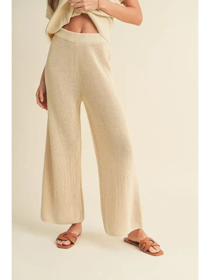 Lyndee Knit Sweater Pant in Beige