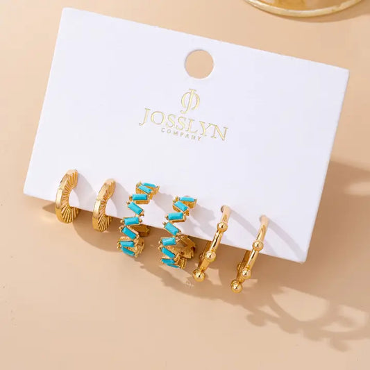 Turquoise Hoop Trio Set