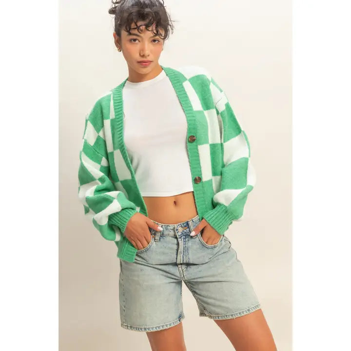 Lacey Checkered Cardigan