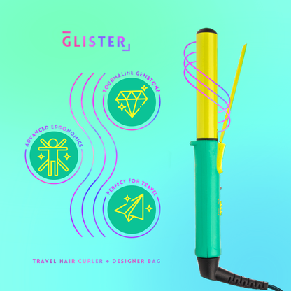 Glister - “Mini Curls” Travel Clip Curler with Carrying Pouch: Apricot Plum