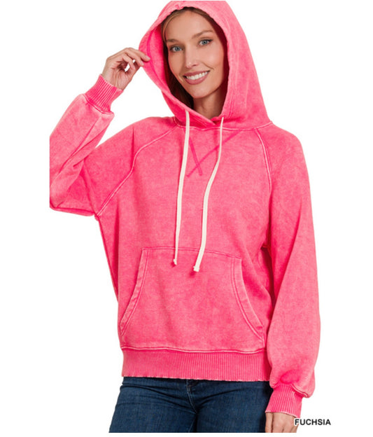 Macklie Hooded Pullover in Fuchsia