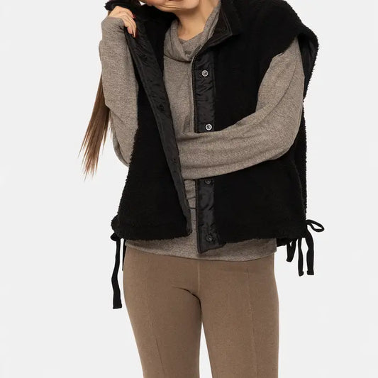 Mono B Fleece Tie side Vest in Black