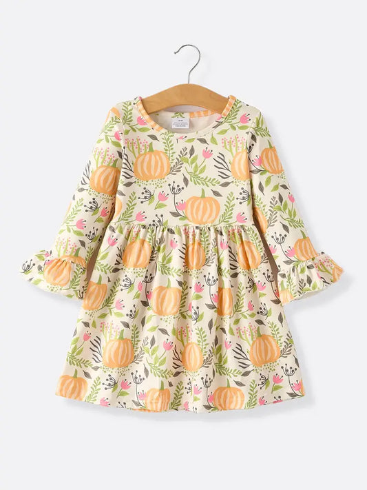 Kids Floral Pumpkin Dress Final Sale