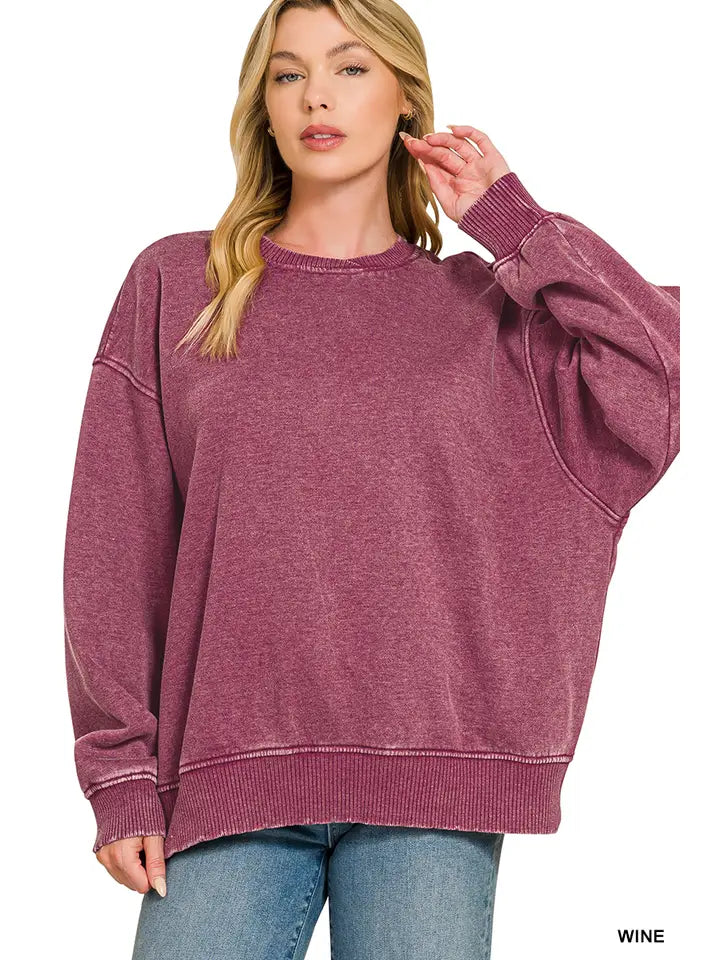 Murphy Oversized Pullover in Wine
