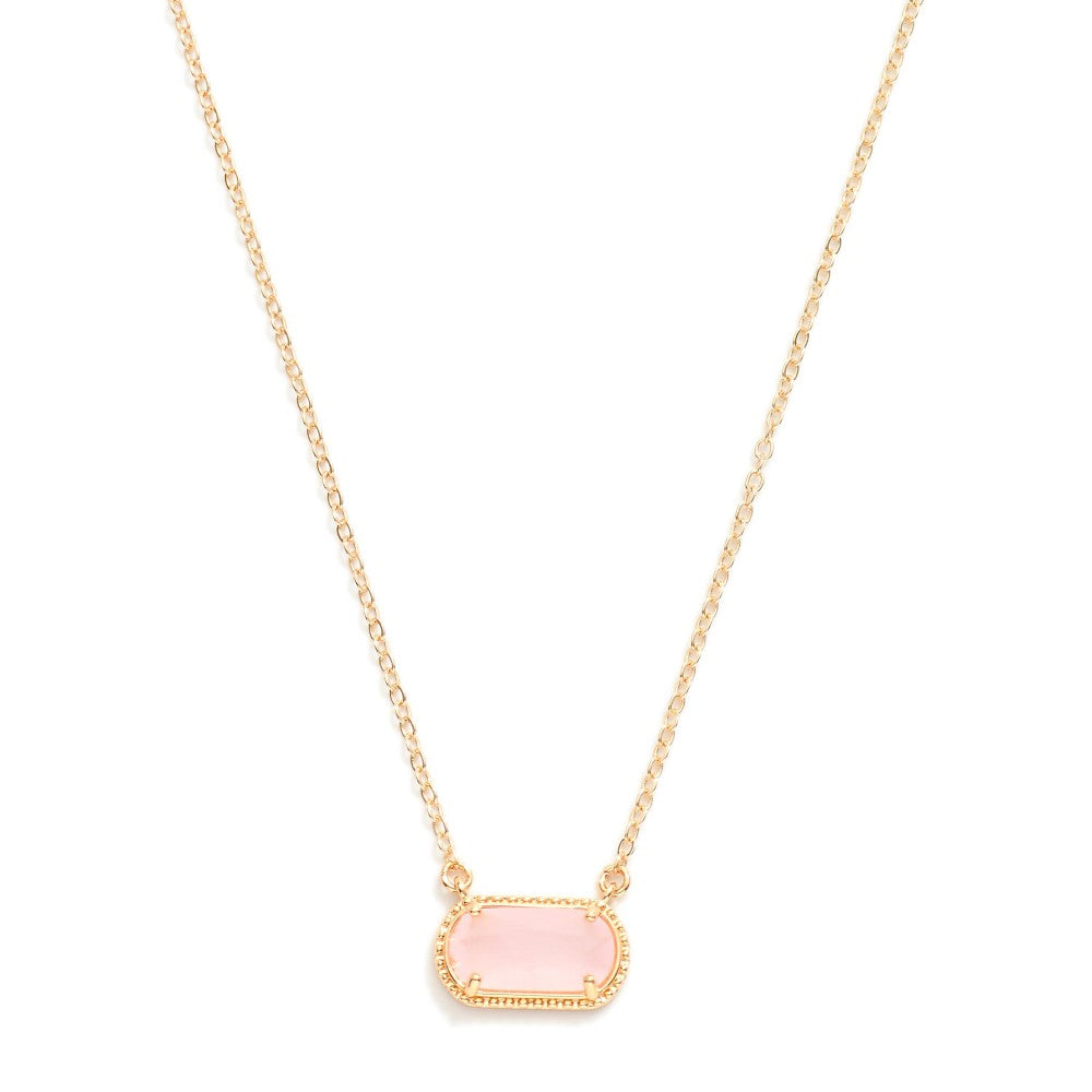 Pink Pendant Necklace with Gold Chain