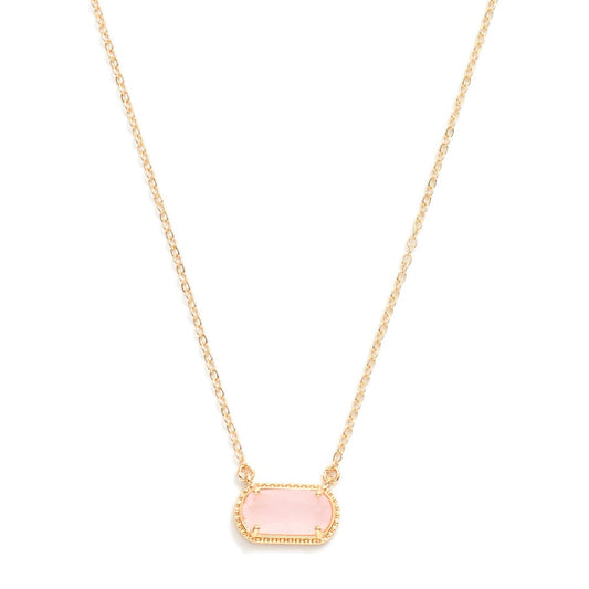 Pink Pendant Necklace with Gold Chain