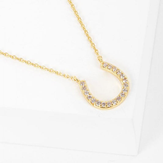 Gold Diamond Horse Shoe Necklace