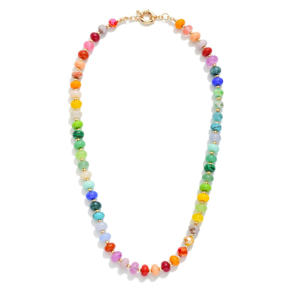 Faceted Bead and Stone Beaded Necklace