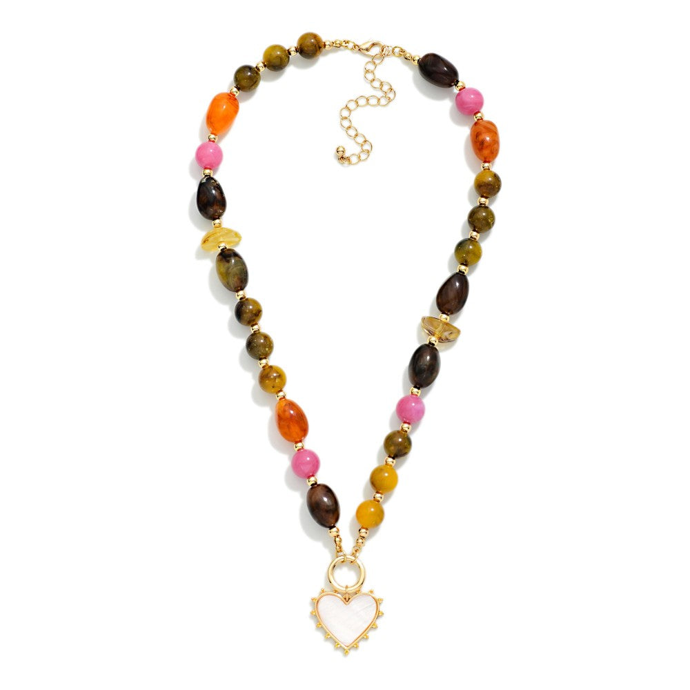 Marble Heart Charm Necklace