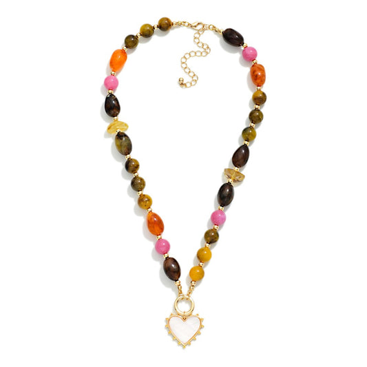 Marble Heart Charm Necklace