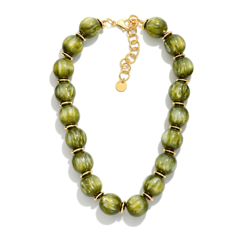 Marbled Beaded Necklace in Green