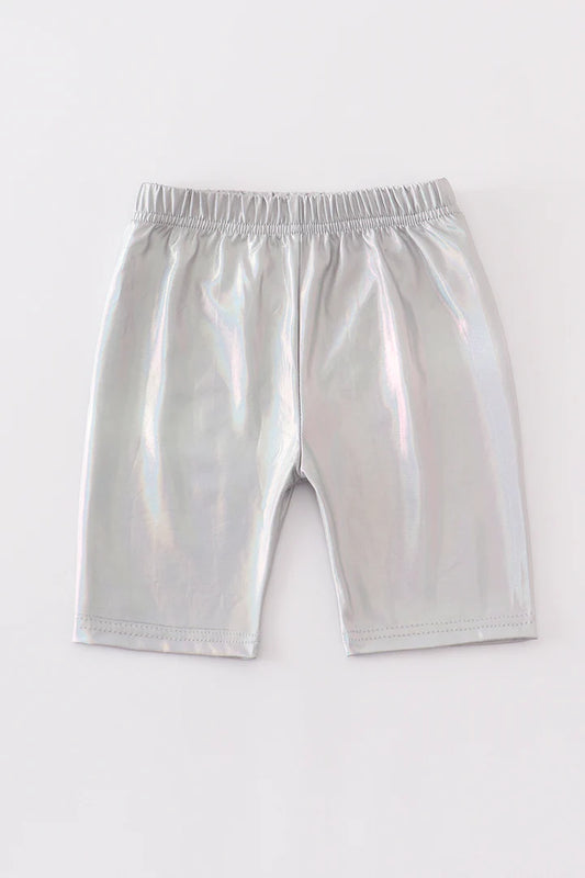 Silver Metallic Biker Shorts