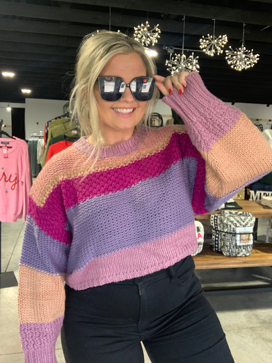 Kelly Knit Cropped Sweater in Mauve