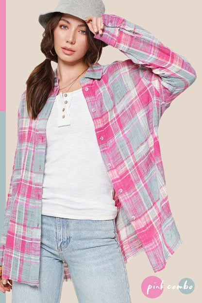 La Meil Gauze Plaid in Pink