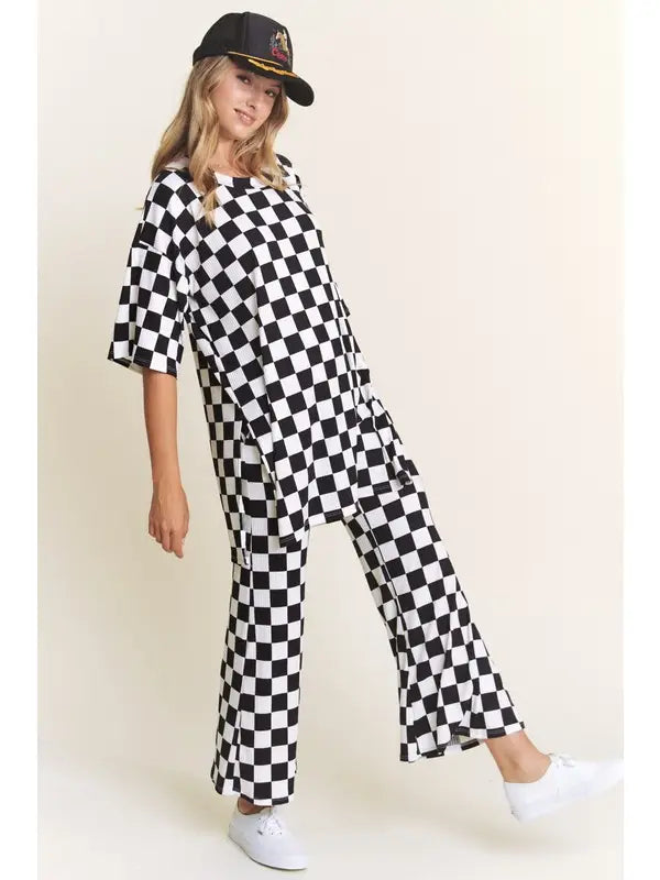 Ribbed Checked Set - Black