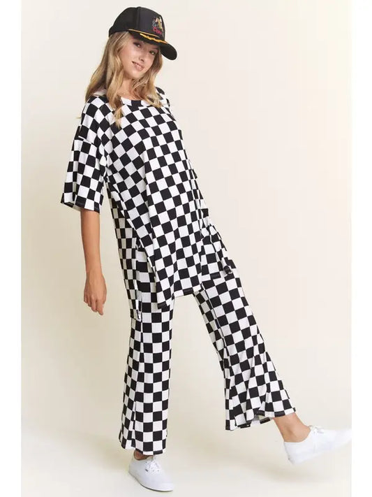 Ribbed Checked Set - Black