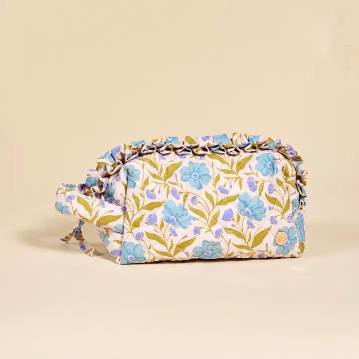 Essentials Quilted Cosmetic Pouch in Aqua Poppin' Petals