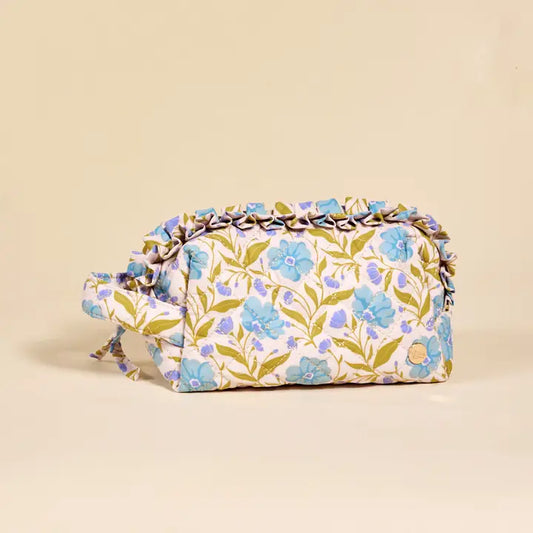 Essentials Quilted Cosmetic Pouch in Aqua Poppin' Petals