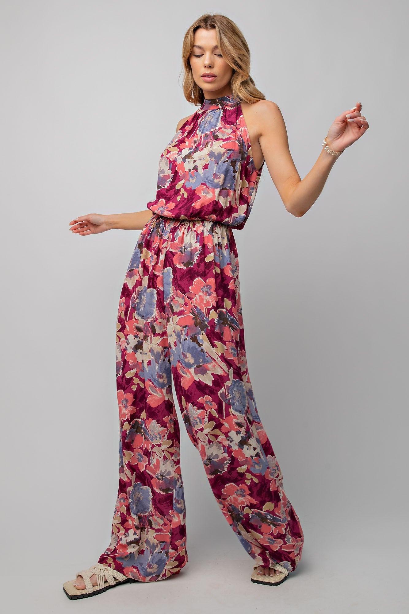 Floral Jumpsuit in Plum