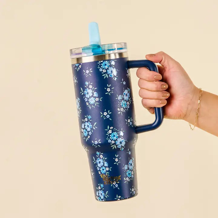 40oz Lifestyle Flip Straw Tumber in Navy Endless Dream