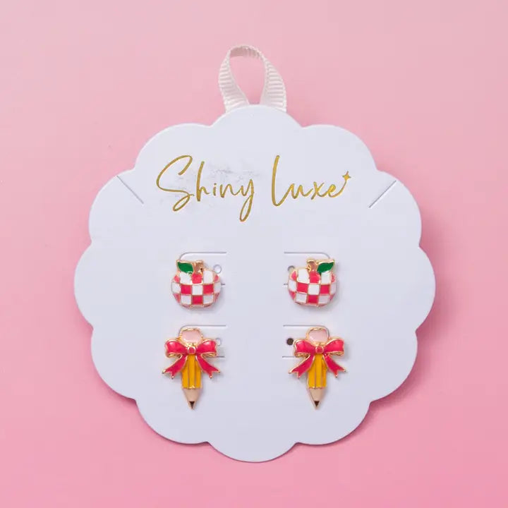 Pencil and Apple Earring Sets