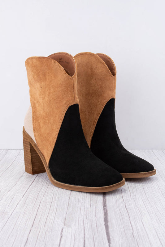 Kendall Tri Color Bootie in Black