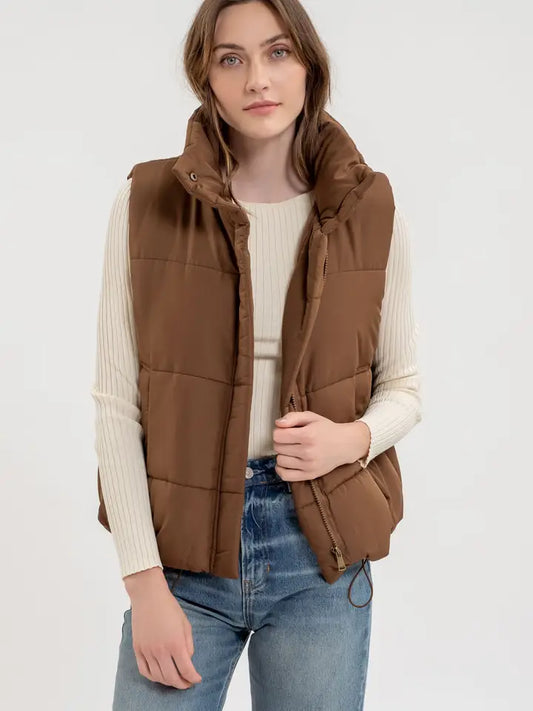 Essie Puffer Vest in Brown