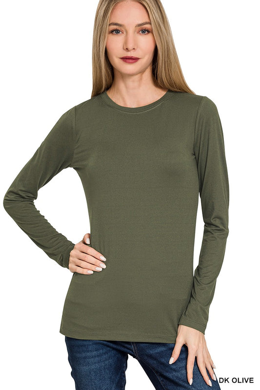 Butter Soft Long Sleeve Tee in Dark Olive