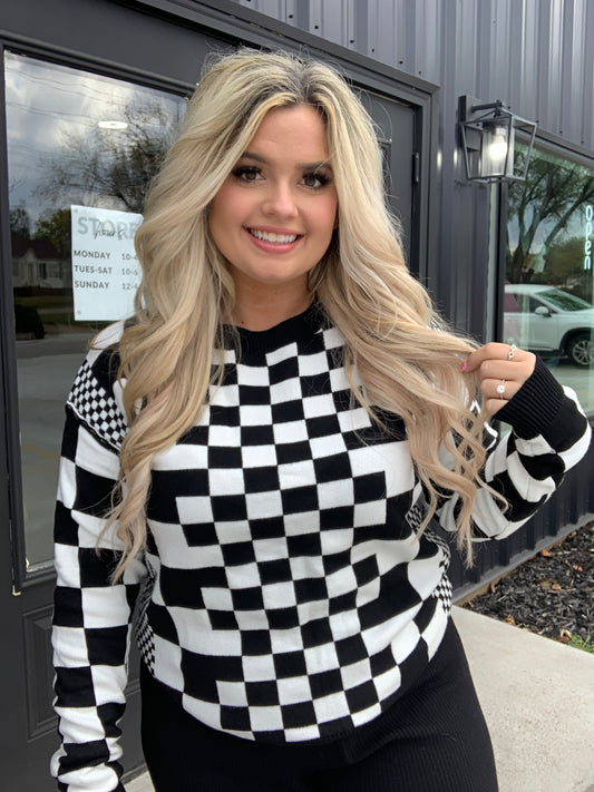 Checkered Sweater In Black