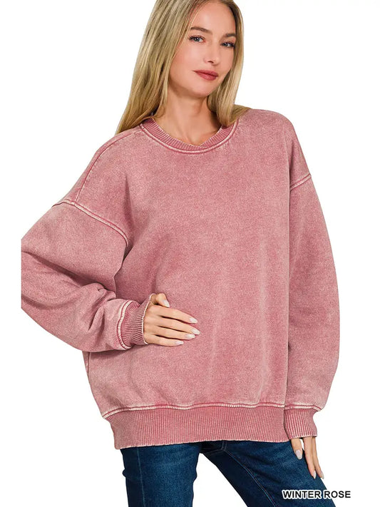 Murphy Oversized Pullover in Winter Rose